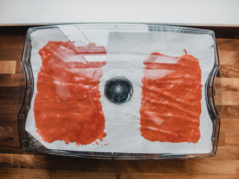 Dehydrate the fruit leathers Strawberry fruit leathers drying in Craftworx dehydrator