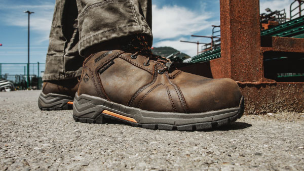 Wolverine safety boots being worn on a jobsite